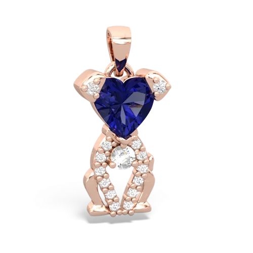 Lab Sapphire Lab Created Sapphire with Genuine White Topaz Puppy Love pendant Pendant