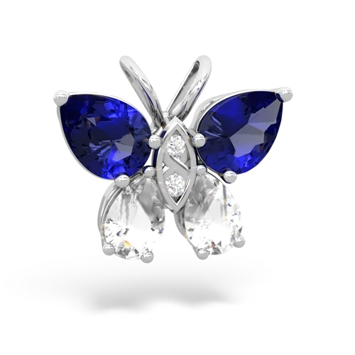 lab sapphire-white topaz butterfly pendant