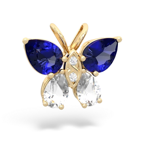 lab sapphire-white topaz butterfly pendant