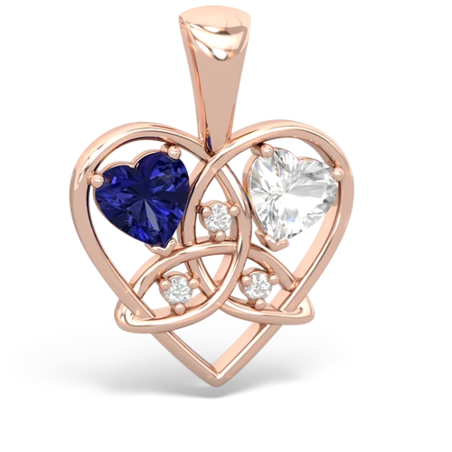 Lab Sapphire Lab Created Sapphire with Genuine White Topaz Celtic Trinity Heart pendant Pendant