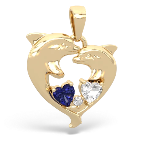 lab sapphire-white topaz dolphins pendant