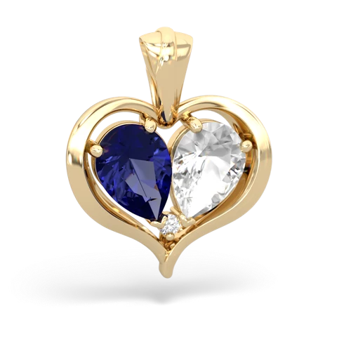 lab sapphire-white topaz half heart whole pendant
