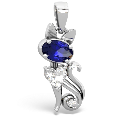 Lab Sapphire Lab Created Sapphire with Genuine White Topaz Kitten pendant Pendant