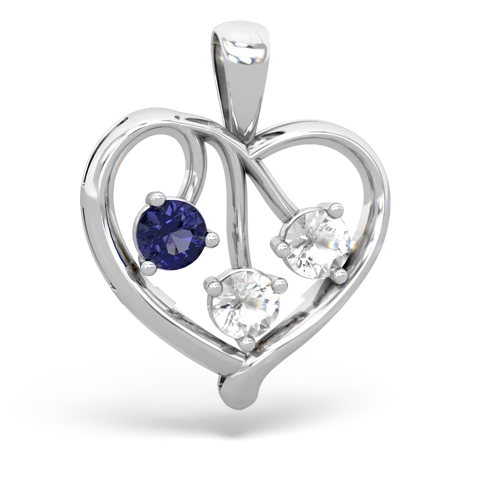 Lab Sapphire Lab Created Sapphire with Genuine White Topaz and Genuine Aquamarine Glowing Heart pendant Pendant