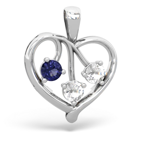 lab sapphire-white topaz love heart pendant