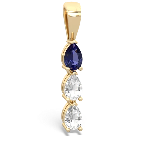 lab sapphire-white topaz three stone pendant