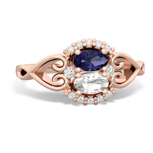 Lab Sapphire Lab Created Sapphire with Genuine White Topaz Love Nest ring Ring