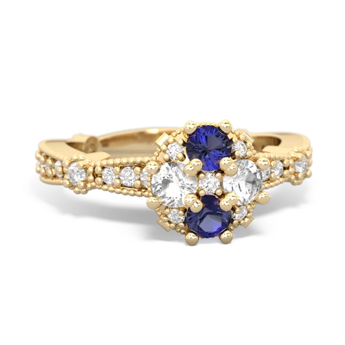 lab sapphire-white topaz art deco engagement ring