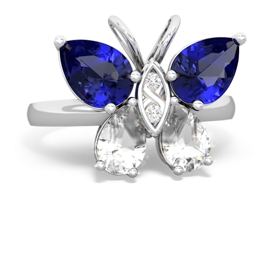 lab sapphire-white topaz butterfly ring