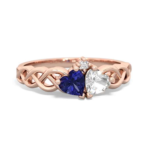 Lab Sapphire Lab Created Sapphire with Genuine White Topaz Heart to Heart Braid ring Ring