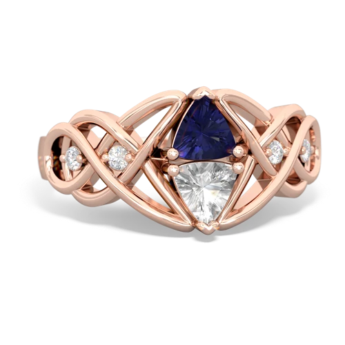 Lab Sapphire Lab Created Sapphire with Genuine White Topaz Keepsake Celtic Knot ring Ring