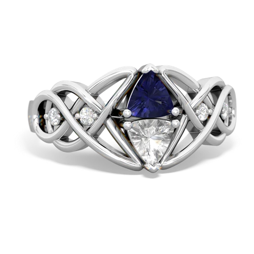 Lab Sapphire Lab Created Sapphire with Genuine White Topaz Keepsake Celtic Knot ring Ring