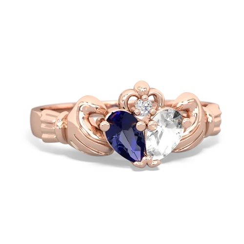 Lab Sapphire Lab Created Sapphire with Genuine White Topaz Claddagh ring Ring