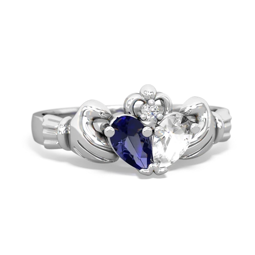 Lab Sapphire Lab Created Sapphire with Genuine White Topaz Claddagh ring Ring