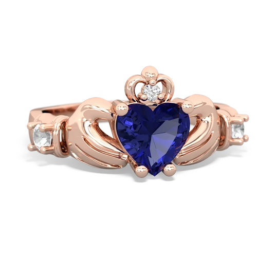 Lab Sapphire Lab Created Sapphire with Genuine White Topaz and Genuine White Topaz Claddagh ring Ring