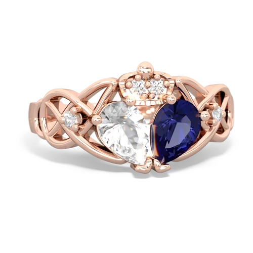 Lab Sapphire Lab Created Sapphire with Genuine White Topaz Two Stone Claddagh ring Ring