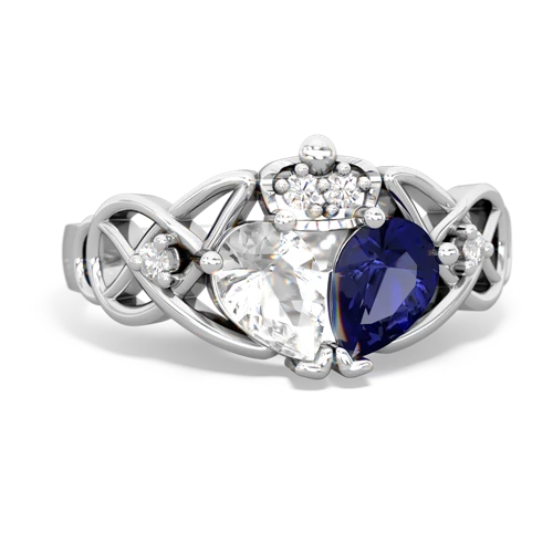 lab sapphire-white topaz claddagh ring