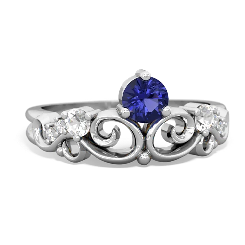 lab sapphire-white topaz crown keepsake ring