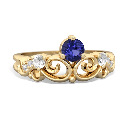 lab sapphire-white topaz crown keepsake ring