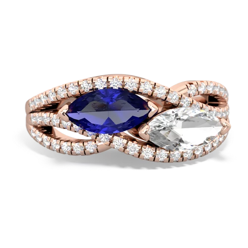 Lab Sapphire Lab Created Sapphire with Genuine White Topaz Diamond Rivers ring Ring