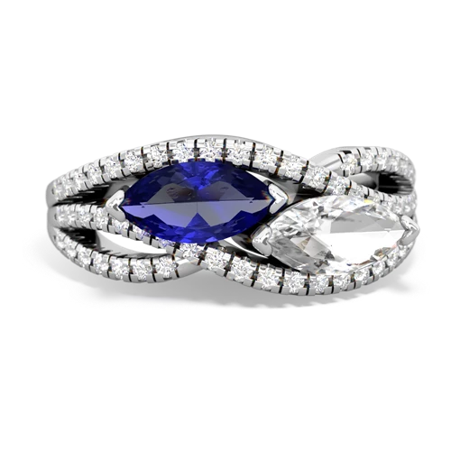 Lab Sapphire Lab Created Sapphire with Genuine White Topaz Diamond Rivers ring Ring
