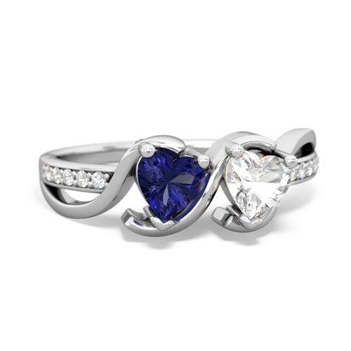 Lab Sapphire Lab Created Sapphire with Genuine White Topaz Side by Side ring Ring