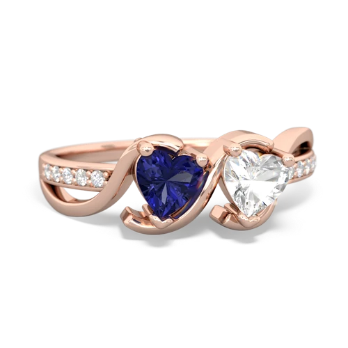 lab sapphire-white topaz double heart ring