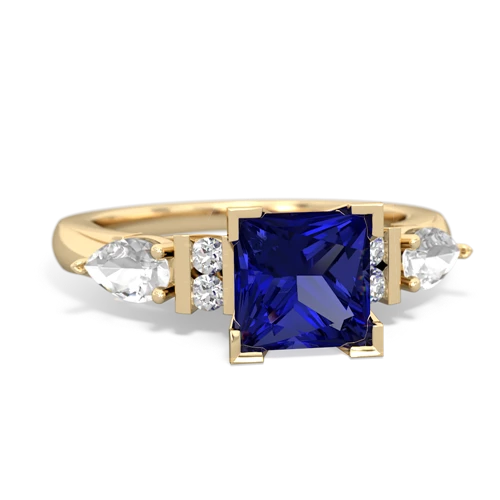 Lab Sapphire Lab Created Sapphire with Genuine White Topaz and Genuine Aquamarine Engagement ring Ring