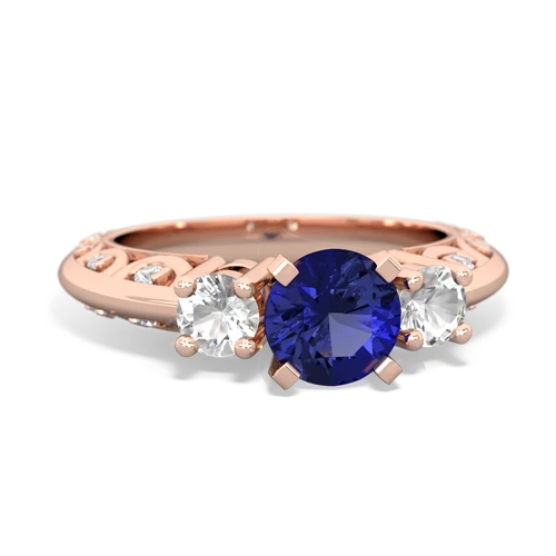 Lab Sapphire Lab Created Sapphire with Genuine White Topaz Art Deco ring Ring