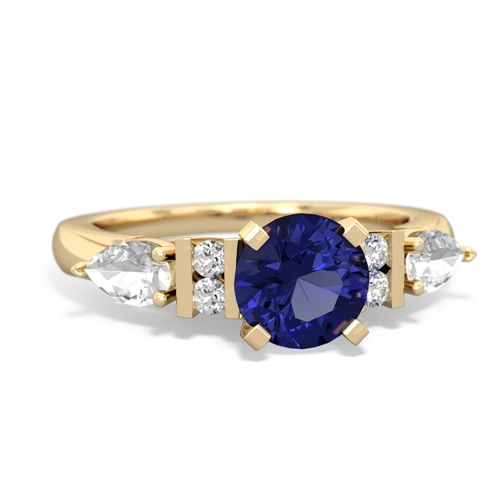 Lab Sapphire Lab Created Sapphire with Genuine White Topaz and Genuine Aquamarine Engagement ring Ring