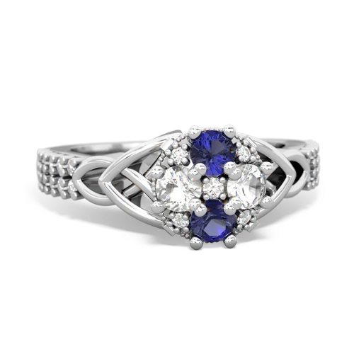 Lab Sapphire Lab Created Sapphire with Genuine White Topaz Celtic Knot Engagement ring Ring
