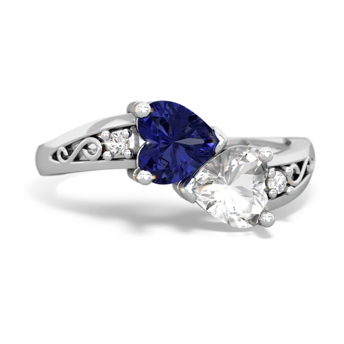 lab sapphire-white topaz filligree ring