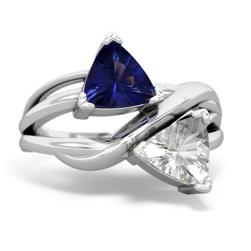 Lab Sapphire Lab Created Sapphire with Genuine White Topaz Split Band Swirl ring Ring