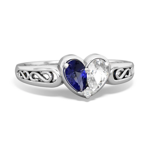 lab sapphire-white topaz filligree ring