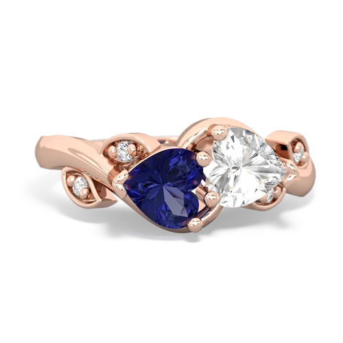 Lab Sapphire Lab Created Sapphire with Genuine White Topaz Floral Elegance ring Ring