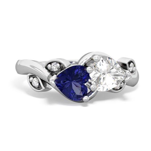 Lab Sapphire Lab Created Sapphire with Genuine White Topaz Floral Elegance ring Ring