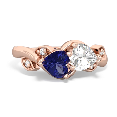 lab sapphire-white topaz floral keepsake ring