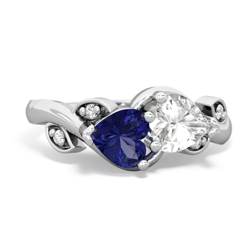 lab sapphire-white topaz floral keepsake ring