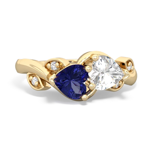 lab sapphire-white topaz floral keepsake ring