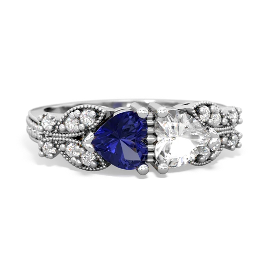 Lab Sapphire Lab Created Sapphire with Genuine White Topaz Diamond Butterflies ring Ring