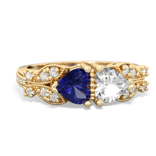 Lab Sapphire Lab Created Sapphire with Genuine White Topaz Diamond Butterflies ring Ring