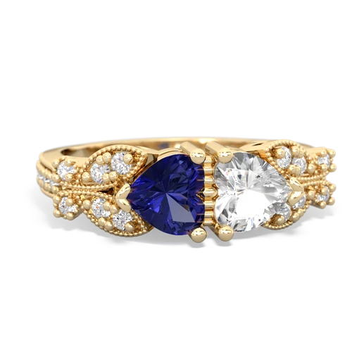 lab sapphire-white topaz keepsake butterfly ring