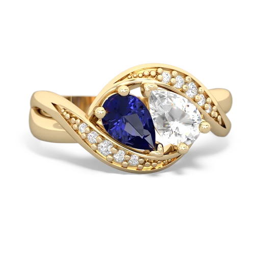 lab sapphire-white topaz keepsake curls ring