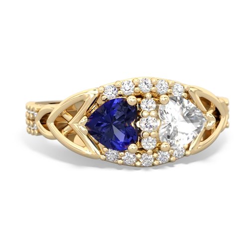 Lab Sapphire Lab Created Sapphire with Genuine White Topaz Celtic Knot Engagement ring Ring