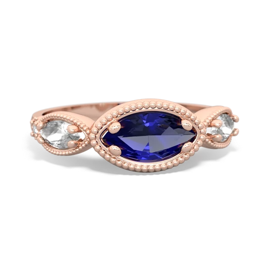 lab sapphire-white topaz milgrain marquise ring