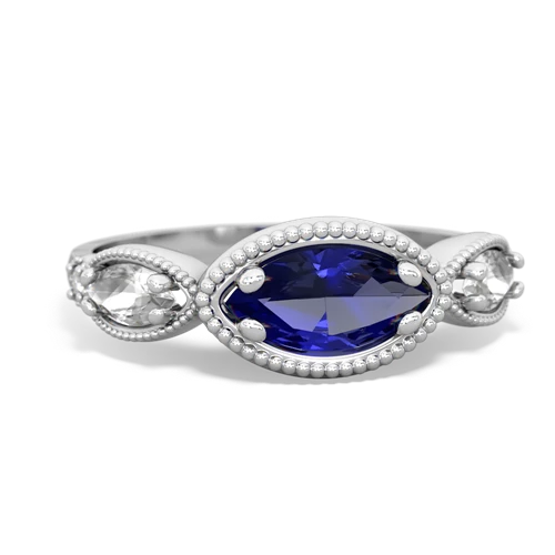 lab sapphire-white topaz milgrain marquise ring