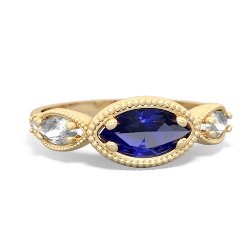 lab sapphire-white topaz milgrain marquise ring