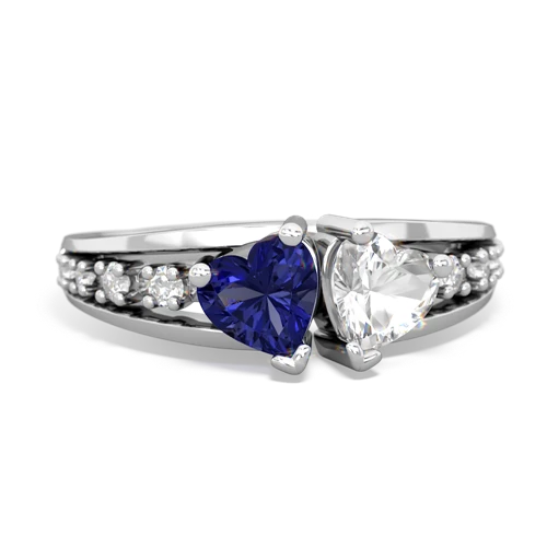 Lab Sapphire Lab Created Sapphire with Genuine White Topaz Heart to Heart ring Ring