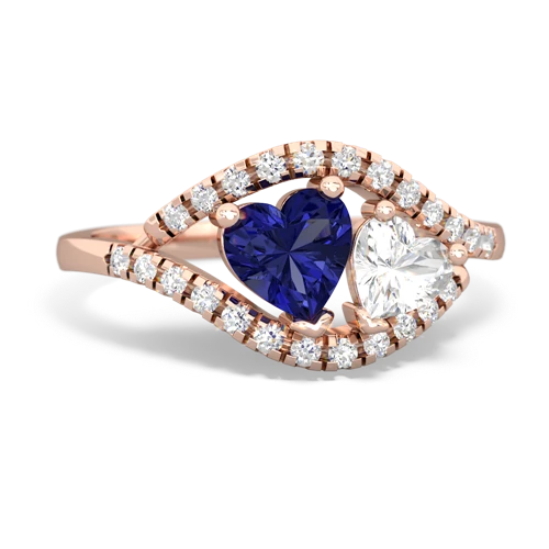 Lab Sapphire Lab Created Sapphire with Genuine White Topaz Mother and Child ring Ring