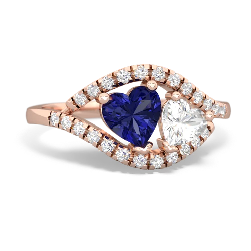 lab sapphire-white topaz mother child ring